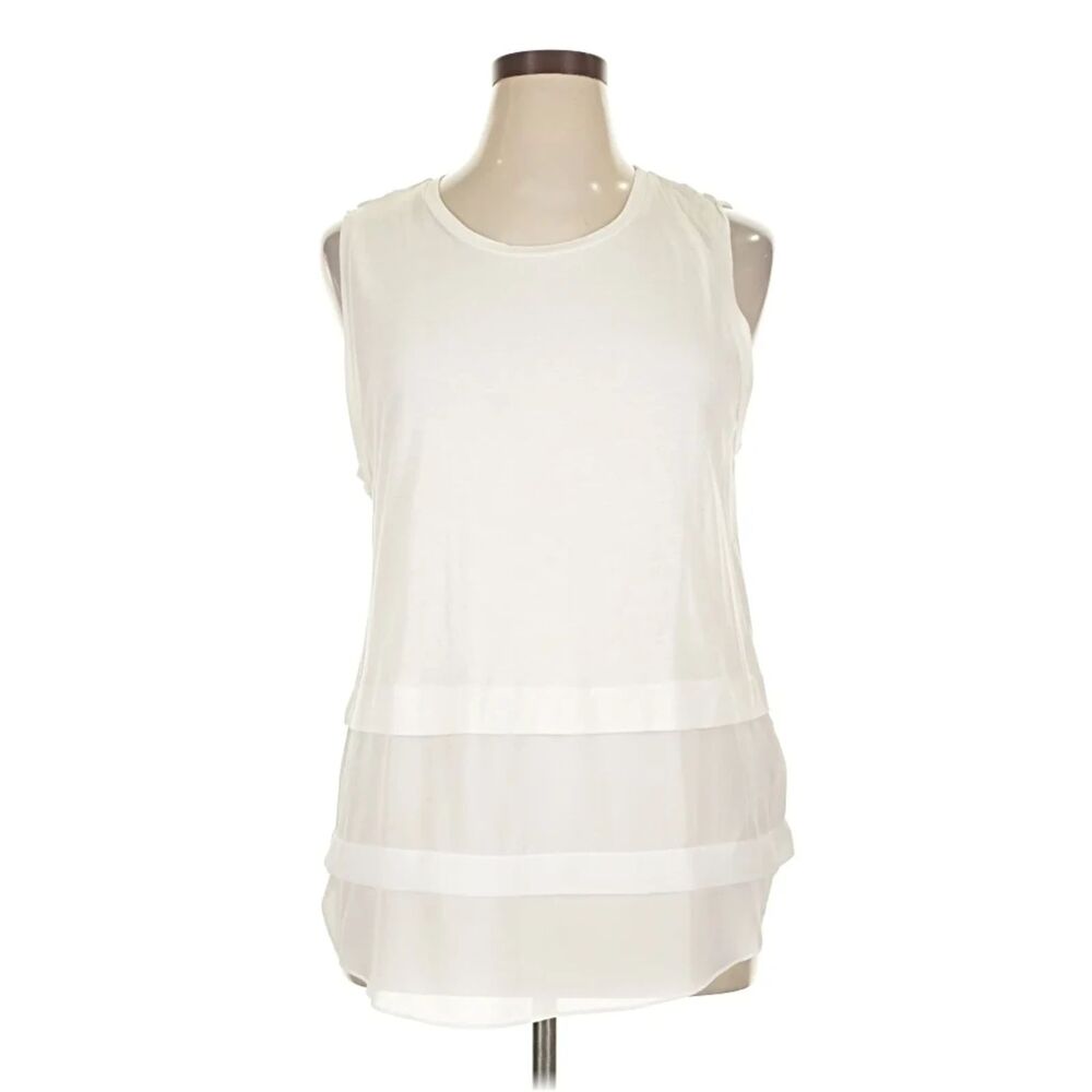 Michael Kors White Layered Hem Top Sz L